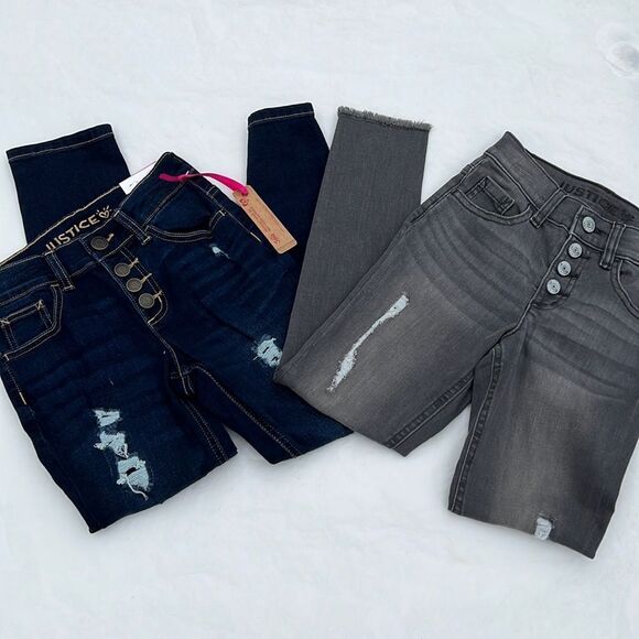Justice girl’s button fly youth jeans BUNDLE size 8 NEW
